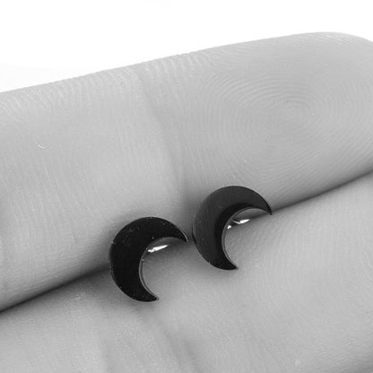 Moon Studs - Silver Simple crescent Moon Stud Piercings Piercing Nu-goth Metal Industrial Grunge Gothic Goth Black Accessory