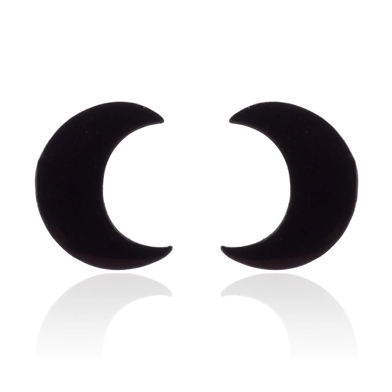 Moon Studs - Silver Simple crescent Moon Stud Piercings Piercing Nu-goth Metal Industrial Grunge Gothic Goth Black Accessory
