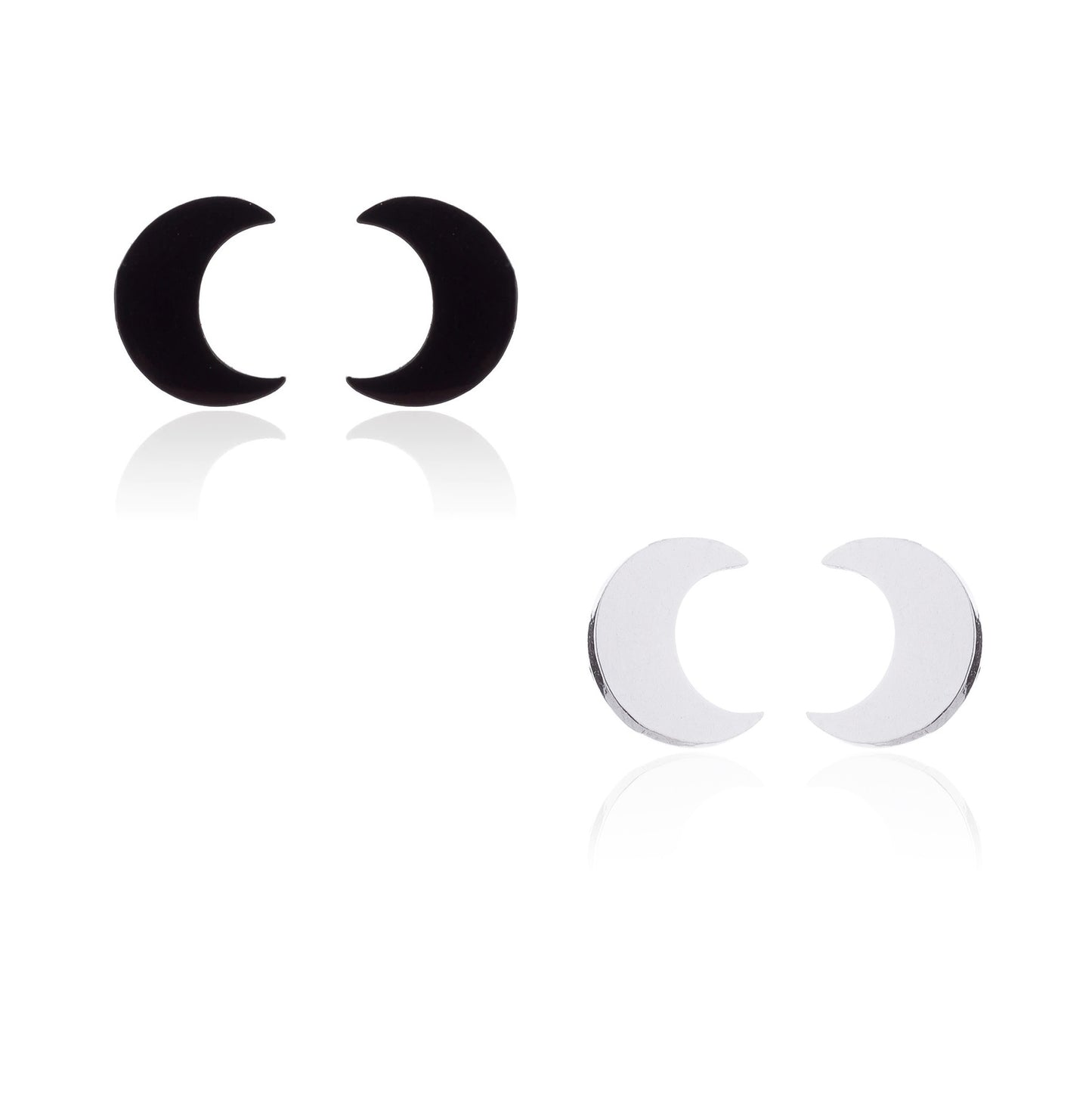 Moon Studs - Silver Simple crescent Moon Stud Piercings Piercing Nu-goth Metal Industrial Grunge Gothic Goth Black Accessory