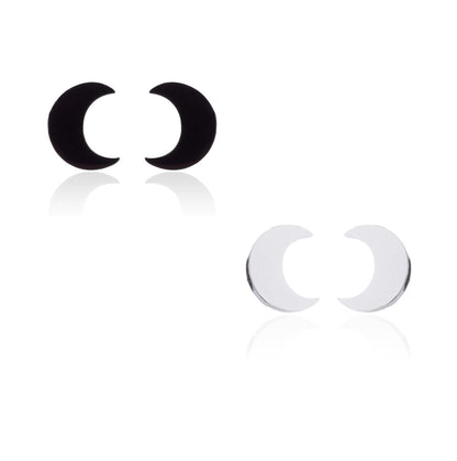 Moon Studs - Silver Simple crescent Moon Stud Piercings Piercing Nu-goth Metal Industrial Grunge Gothic Goth Black Accessory