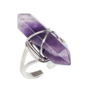 Morgan Ring - Pastel Goth Witchy Witch wicca Strega stone Silver Rock Nu-goth magic large crystal chakra