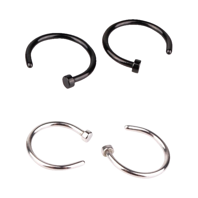 Open Nose Ring - Piercings Piercing Post-apocalyptic Nu-goth nose Metal Industrial Grunge Gothic Goth body jewelry body jewellery Black Accessory