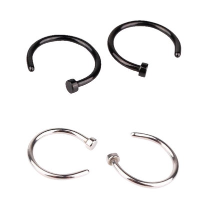 Open Nose Ring - Piercings Piercing Post-apocalyptic Nu-goth nose Metal Industrial Grunge Gothic Goth body jewelry body jewellery Black Accessory
