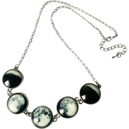 Phase Necklace - Witch Wiccan wicca Silver Pagan Nu-goth Moon magic Green Gothic Goth Glow in the dark Glow Classic Chain