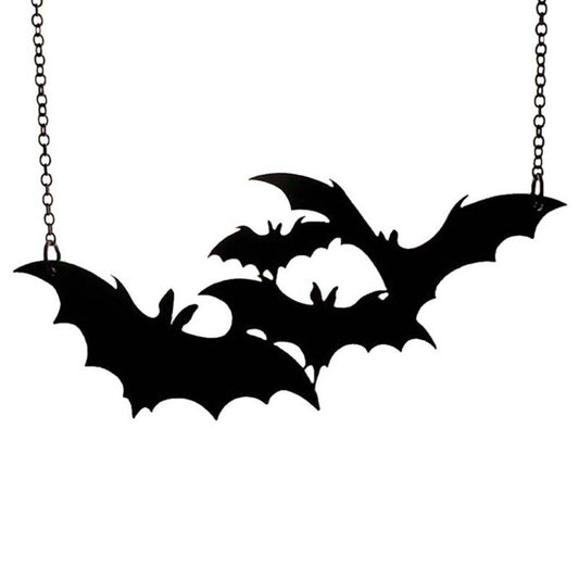 Pipistrelle Necklace - Acrylic Metal rockabilly Vamp Vampire Retro Rock Plastic occult Nu-goth Necklace halloween Gothic Goth Classic Black Bat