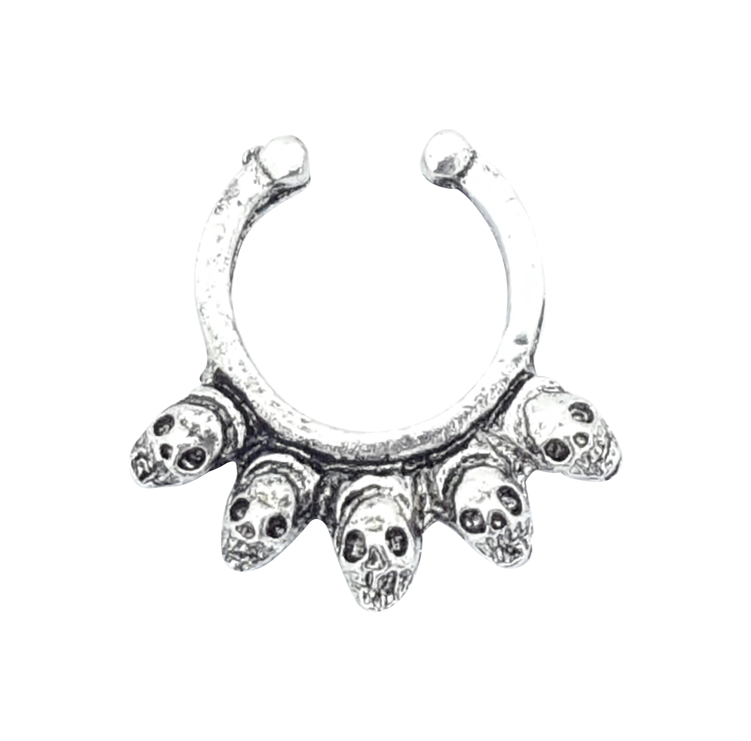 Skull Faux Nose/Septum Hanger - Skull Silver septum Post-apocalyptic Nu-goth nose Metal Industrial Gothic Goth Futuristic faux fake clicker Accessory