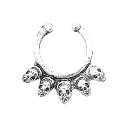 Skull Faux Nose/Septum Hanger - Skull Silver septum Post-apocalyptic Nu-goth nose Metal Industrial Gothic Goth Futuristic faux fake clicker Accessory