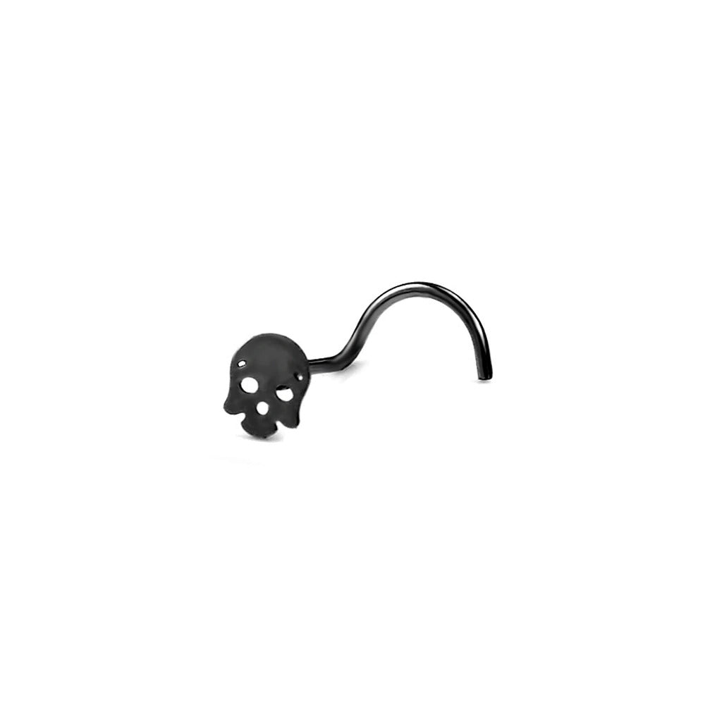 Skull Nose Stud - Skull Piercings Piercing Nu-goth nose Metal Industrial Grunge Gothic Goth body jewelry body jewellery Black Accessory