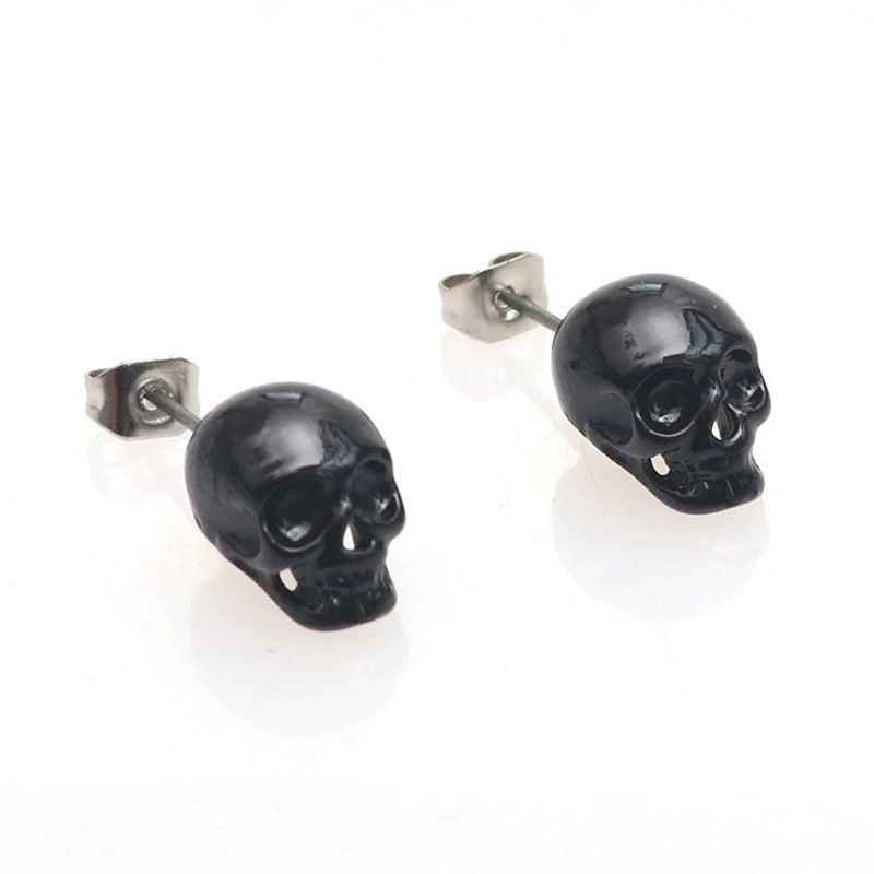 Studs Stud Skull skeleton Silver occult Nu-goth Grunge Gothic Goth Earring Ear