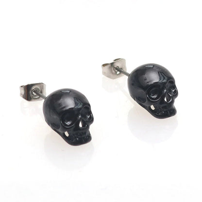 Studs Stud Skull skeleton Silver occult Nu-goth Grunge Gothic Goth Earring Ear