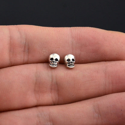 Studs Stud Skull skeleton Silver occult Nu-goth Grunge Gothic Goth Earring Ear
