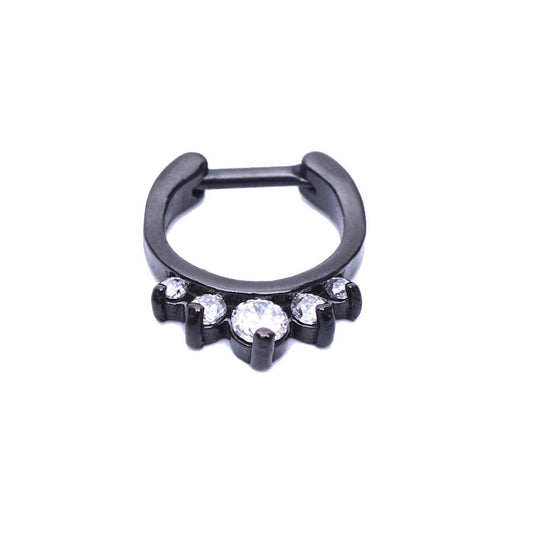 Vyn Septum Clicker - diamante crystal septum Rock Piercings Piercing Nu-goth nose Metal hanger Gothic Goth clicker body jewelry body jewellery Black Accessory