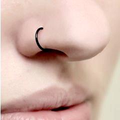 Open Nose Ring - Piercings Piercing Post-apocalyptic Nu-goth nose Metal Industrial Grunge Gothic Goth body jewelry body jewellery Black Accessory